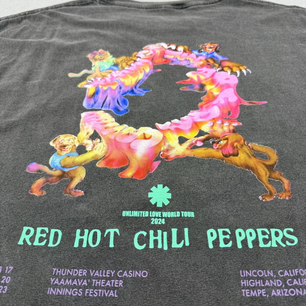 Red Hot Chili Peppers Unlimited Love World Tour 2024 Tee Shirt Mens XL Grey RHCP - Picture 4 of 10